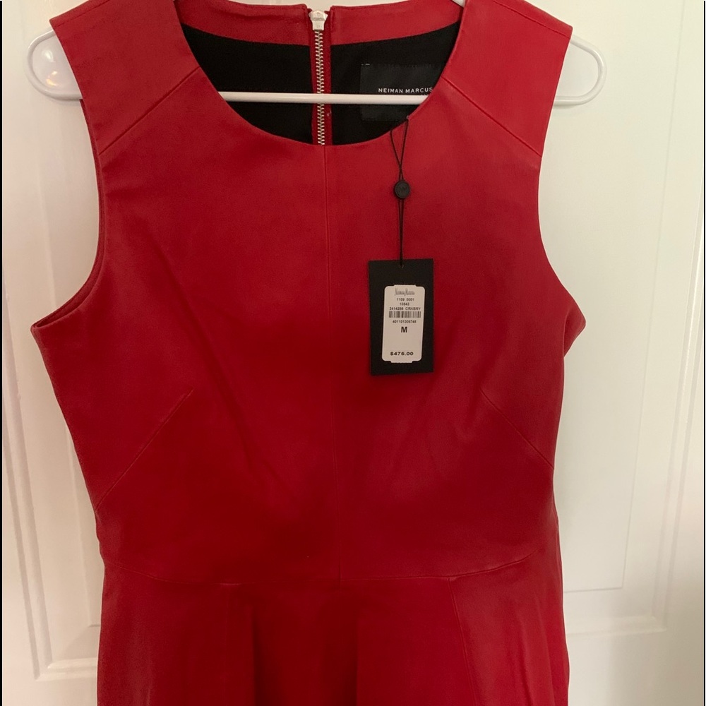 Neiman Marcus Cranberry Leather Shirt